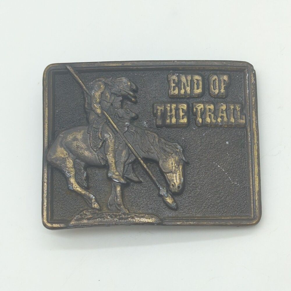 Vintage End of the Trail Western Belt Buckle Oklahoma Memorial